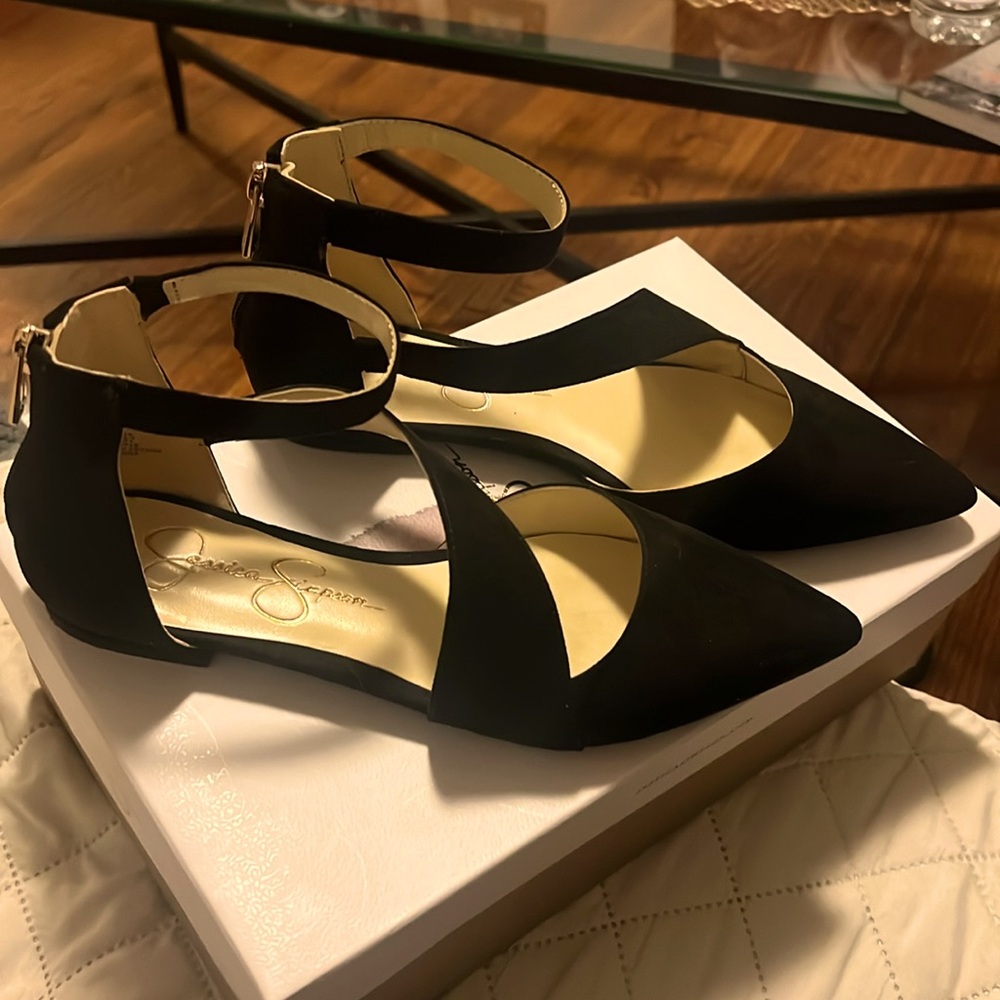 Jessica Simpson Cayleen suede black flats